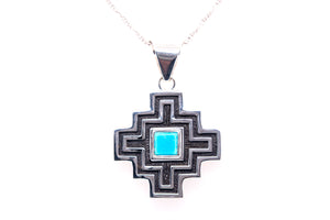 David Rosales Reversible Red Moon and Turquoise Pendant - Back