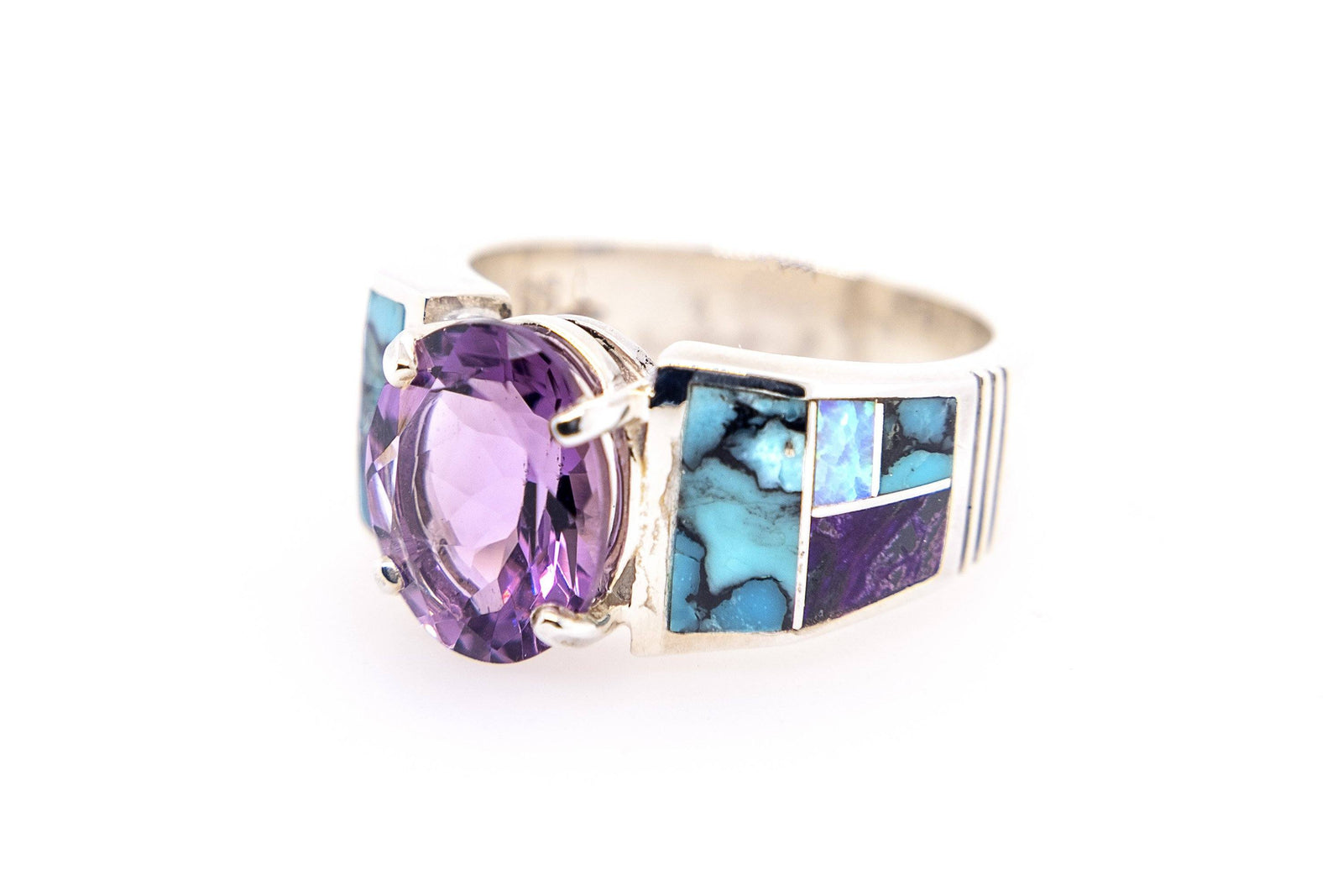 David Rosales Amethyst Ring - Front - Native American Jewelry