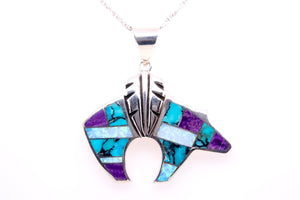 David Rosales Shalako Feather Bear Pendant - Native American Jewelry