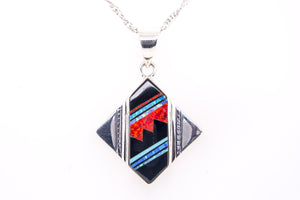 David Rosales Square Red Moon Pendant - Native American Jewelry