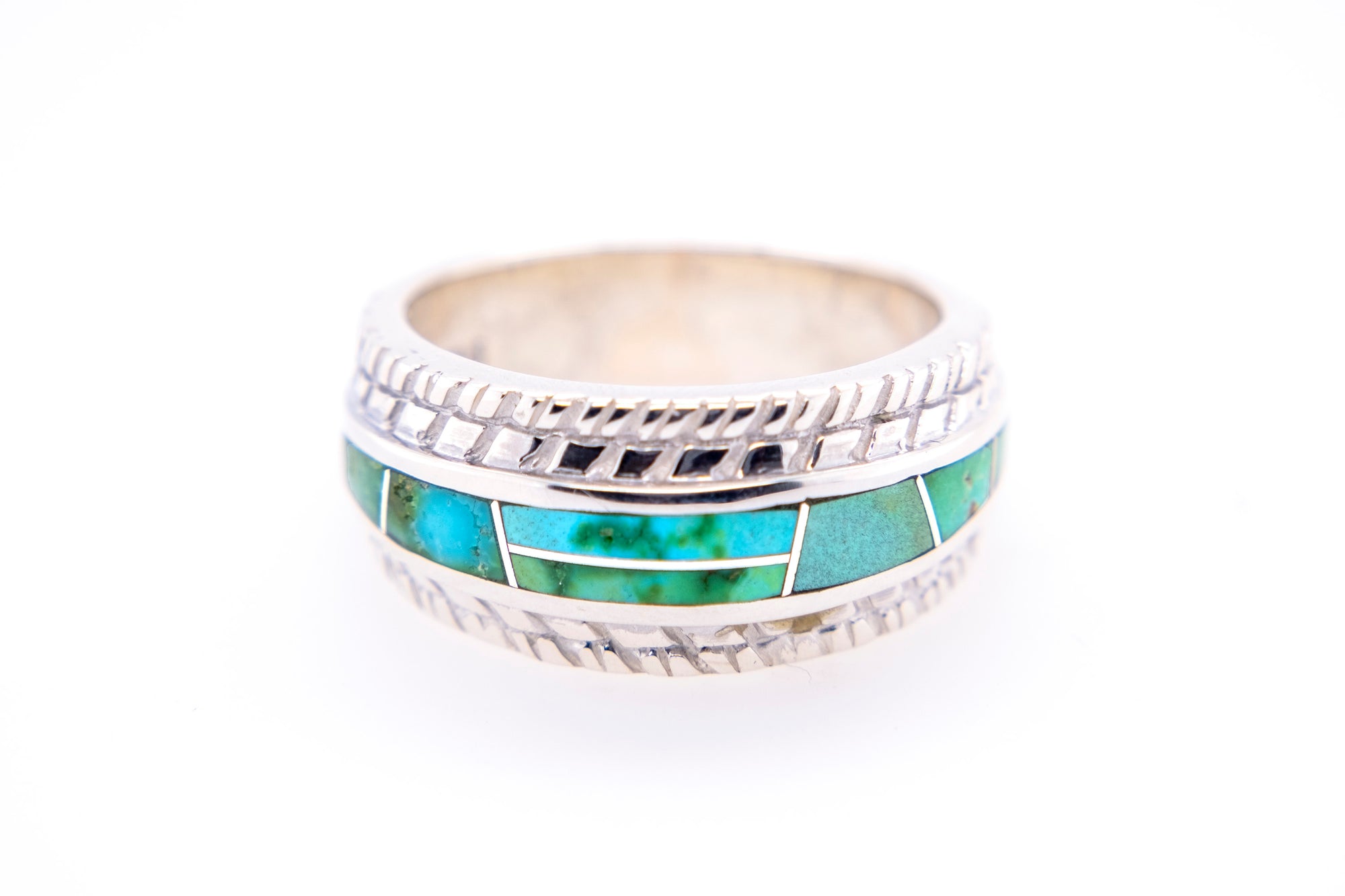 David Rosales Tire-Track Sonoran Turquoise Ring - Side
