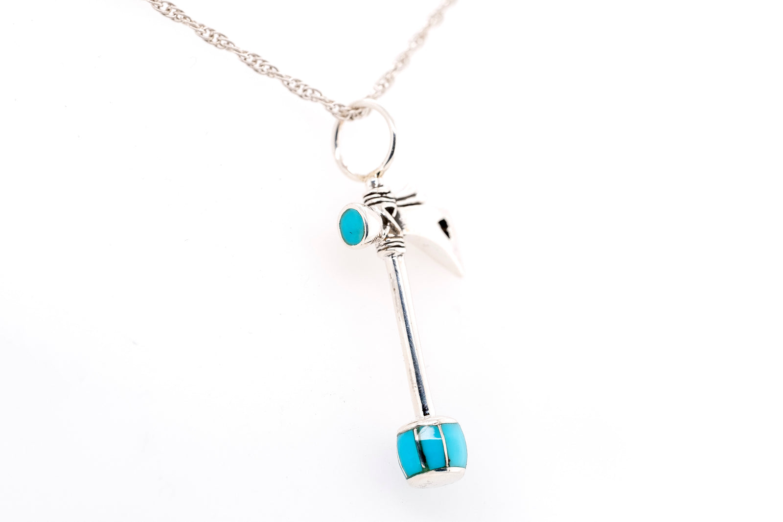 David Rosales Turquoise Tomahawk Pendant - Front