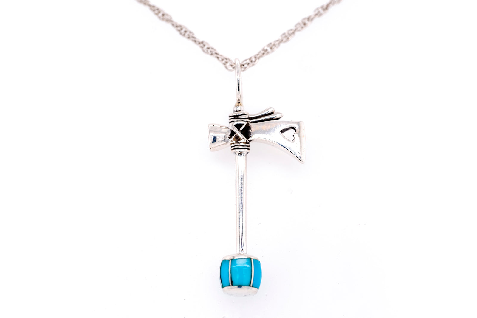 David Rosales Turquoise Tomahawk Pendant - Front