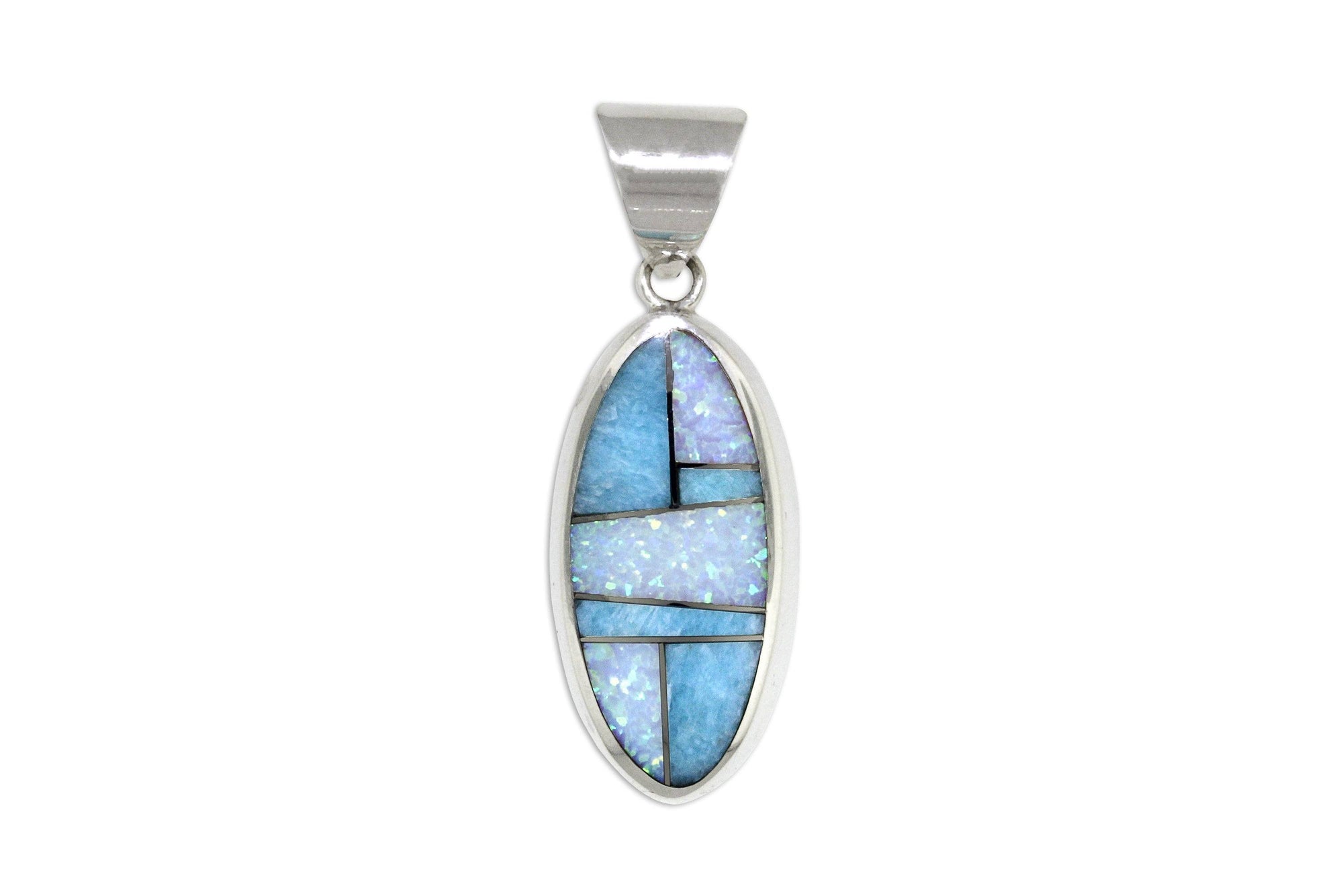 Native American Jewelry - David Rosales Amazonite and Opal Pendant