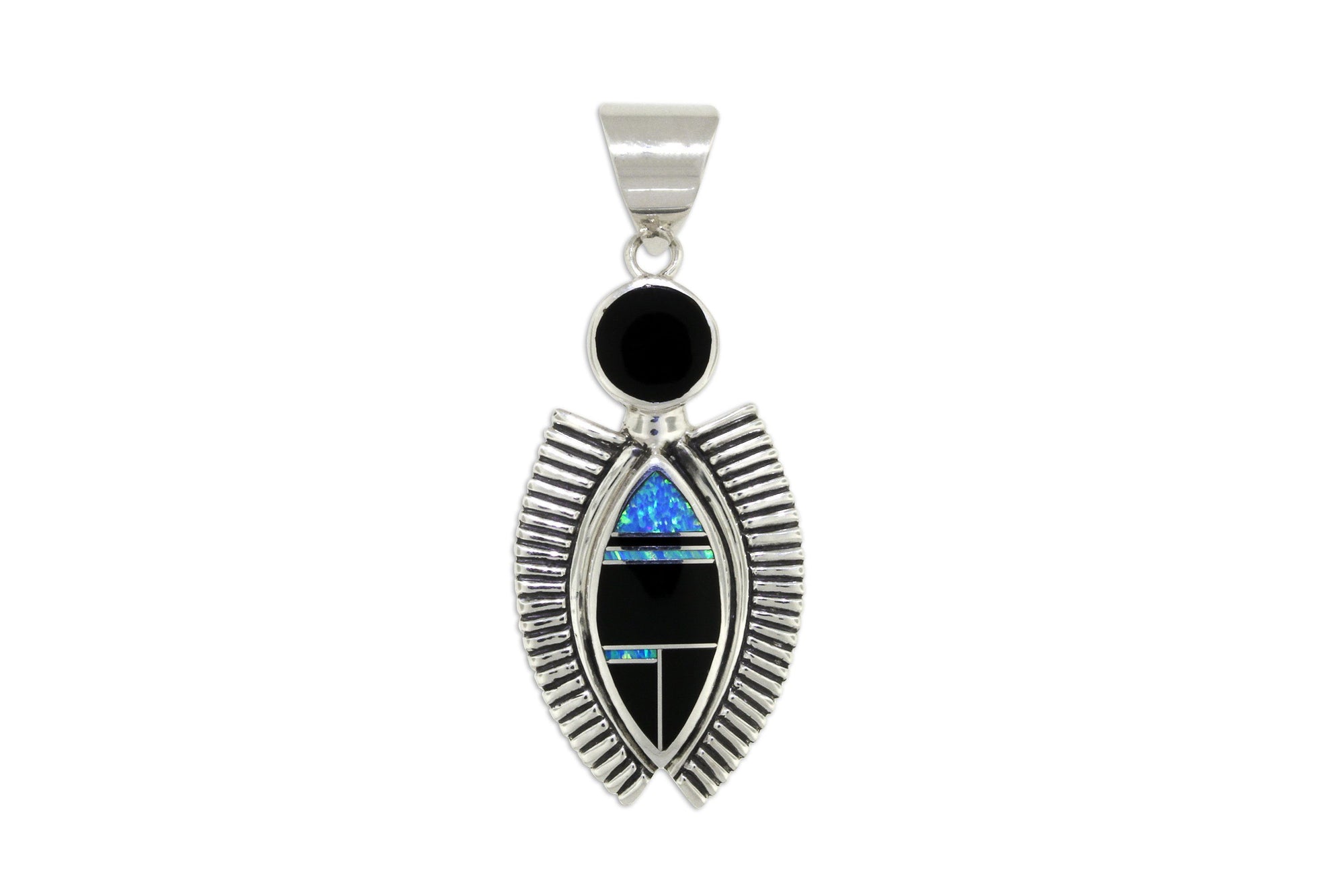 Native American Jewelry - David Rosales Black Beauty Indian Pendant