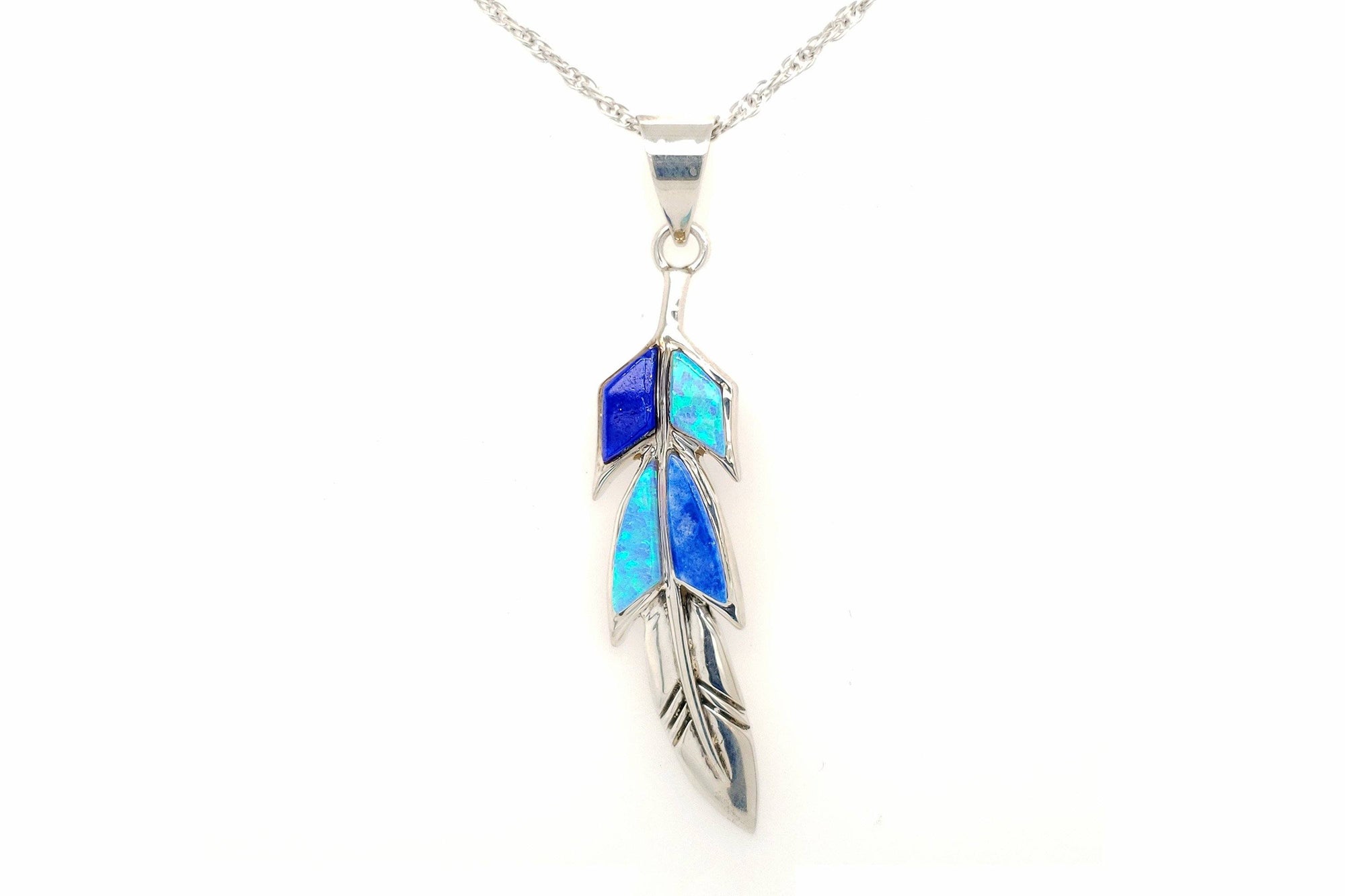 David Rosales Blue Sky Feather Pendant - Native American Jewelry