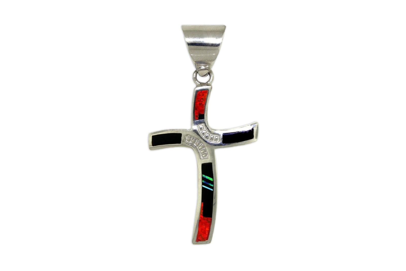 David Rosales Dainty Red Moon Cross Pendant