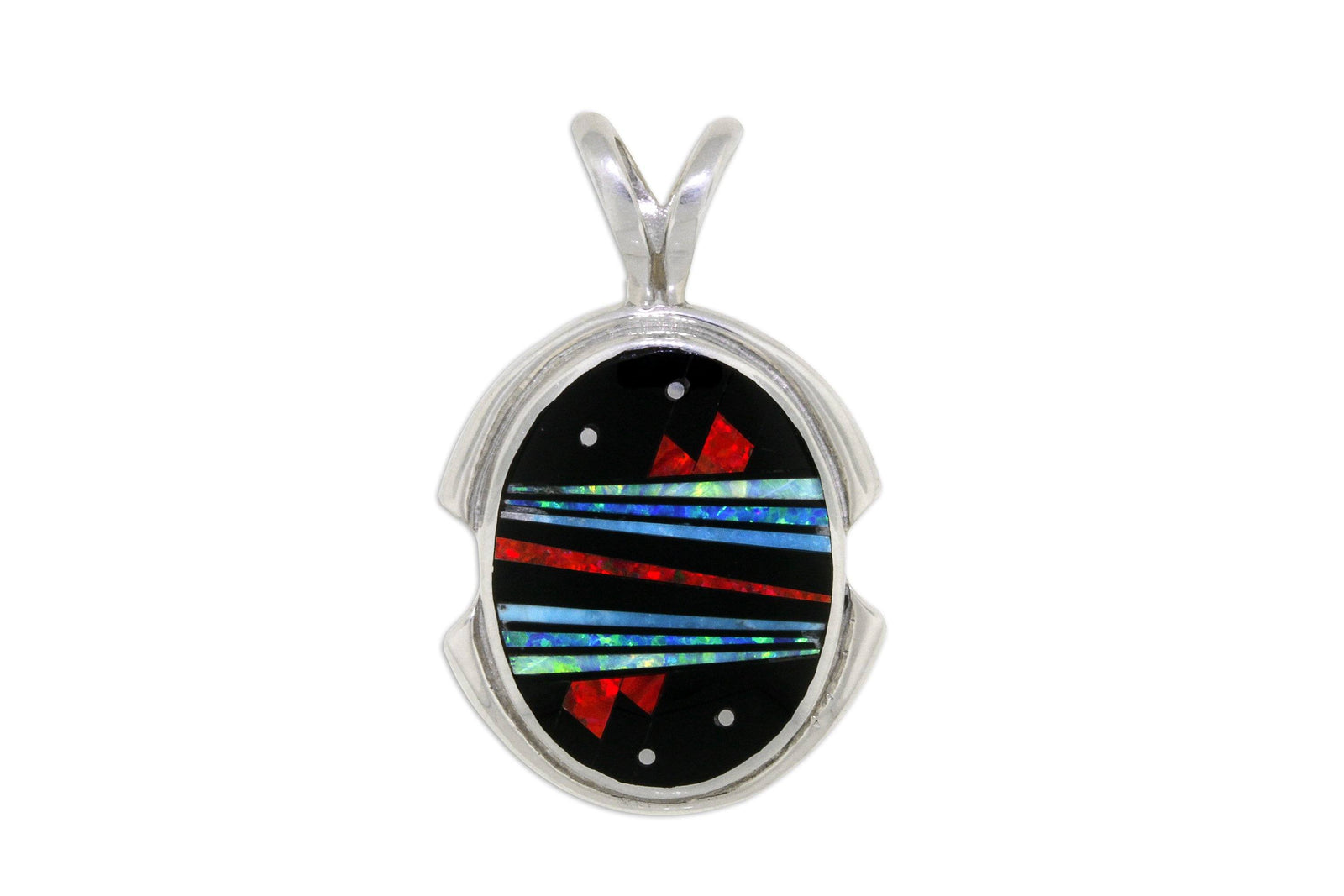 Native American Jewelry - David Rosales Fancy Red Moon Pendant