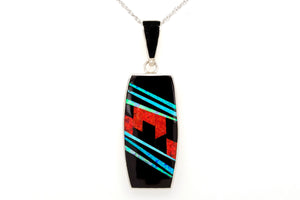 David Rosales Rectangular Red Moon Pendant - Native American Jewelry