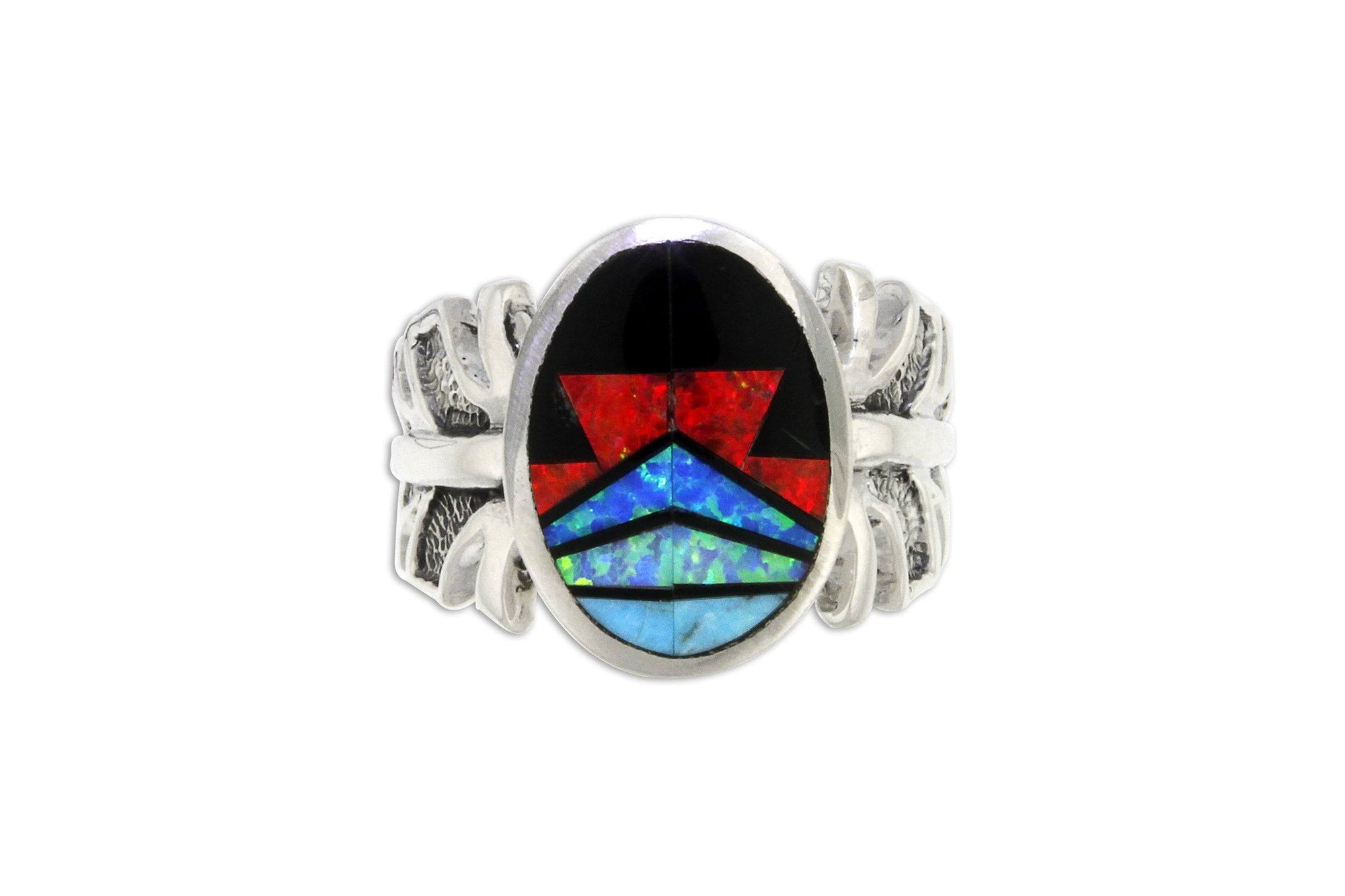 Native American Jewelry - David Rosales Red Moon Feather Ring