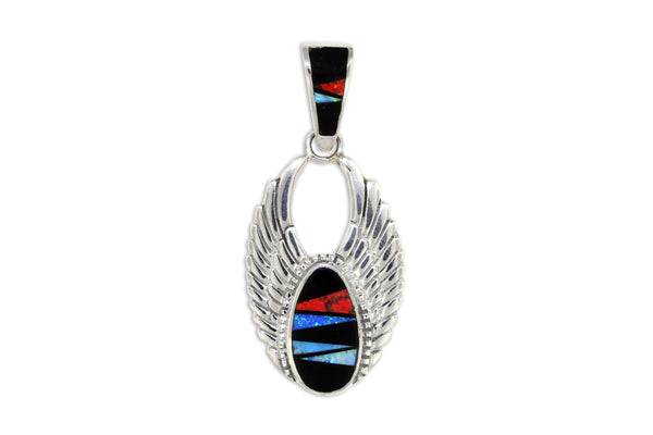 David Rosales Winged Red Moon Pendant Native American Jewelry