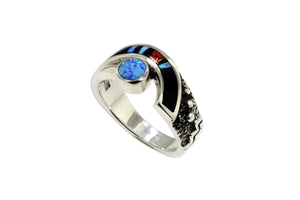David Rosales Unique Red Moon Ring - Native American Jewelry