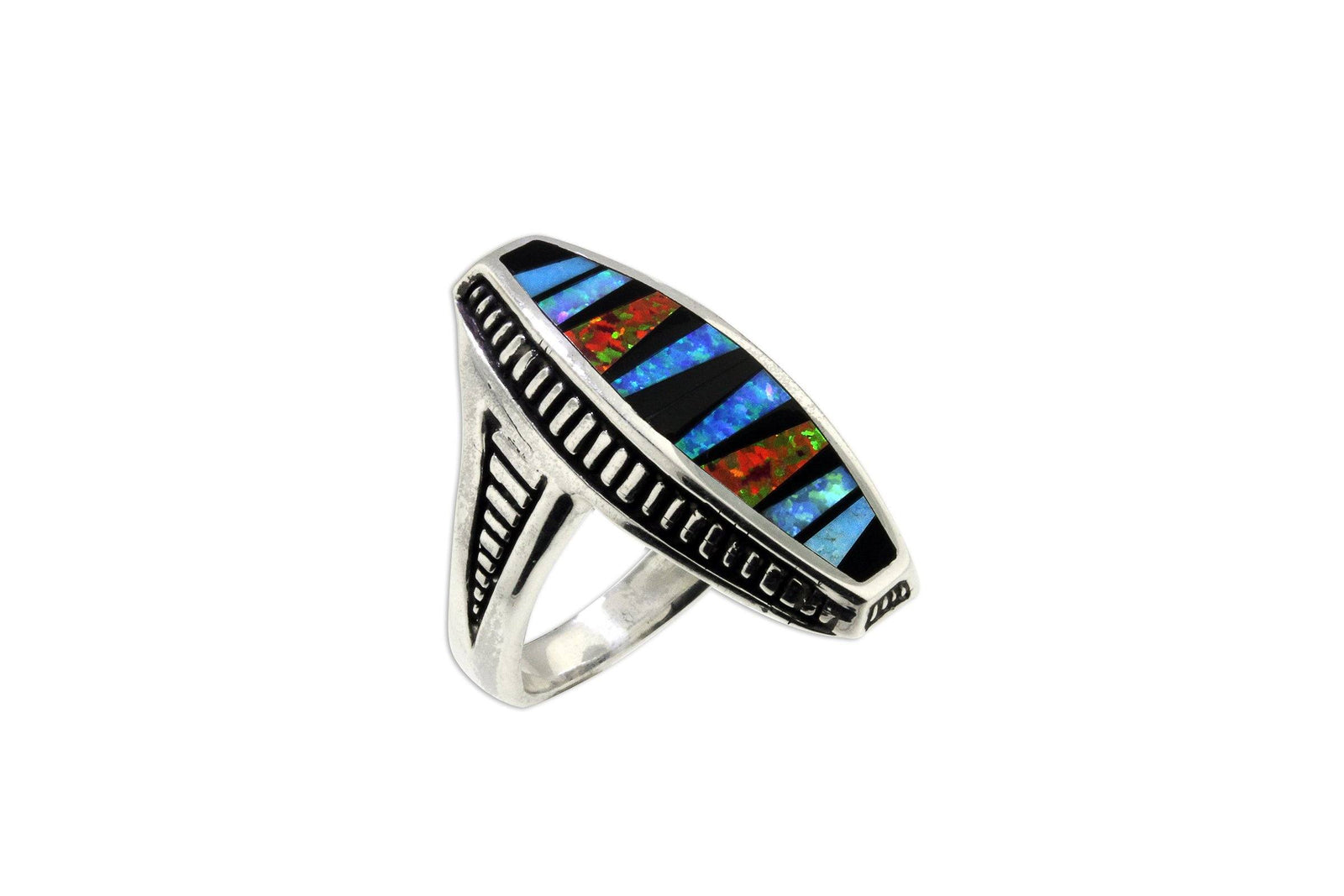 Native American Jewelry - David Rosales Curved Red Moon Ring