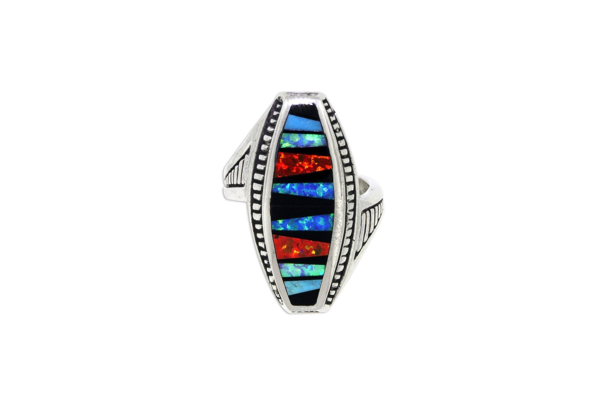 Native American Jewelry - David Rosales Curved Red Moon Ring