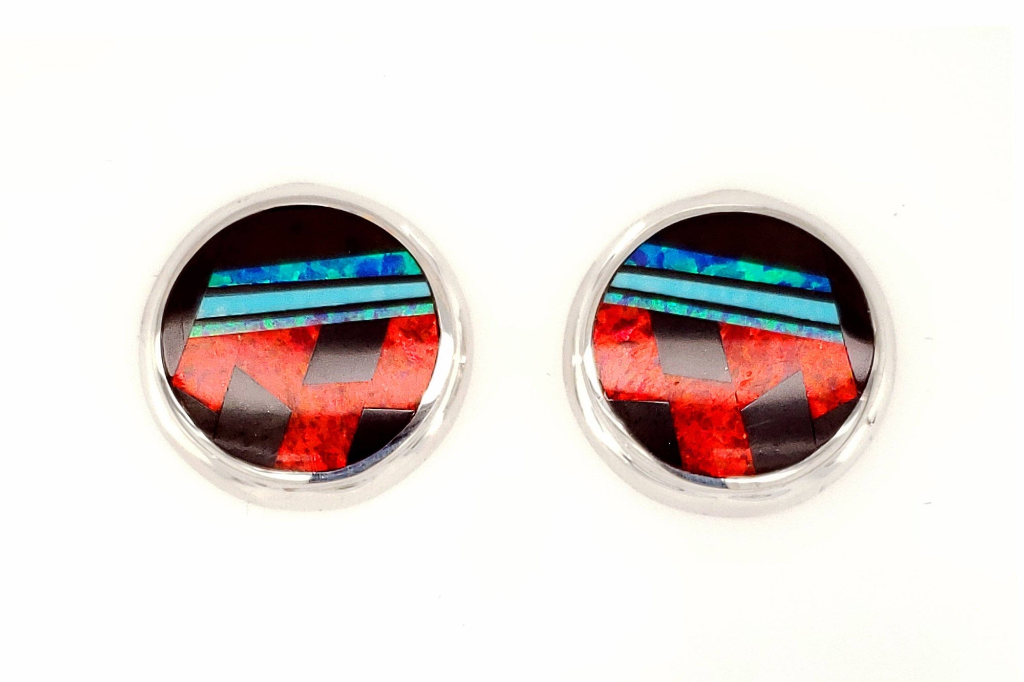 David Rosales Round Red Moon Earrings