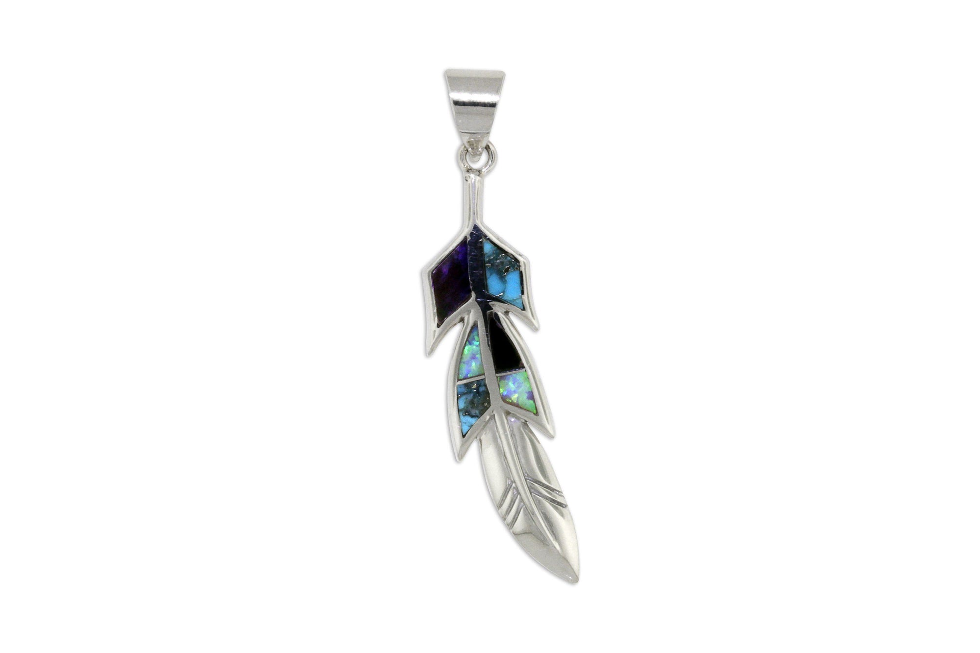 Native American Jewelry - David Rosales Shalako Feather Pendant