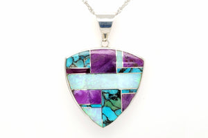 David Rosales Shalako Shield Turquoise Pendant