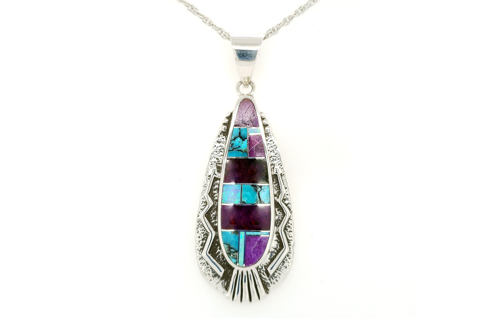 David Rosales Silver Arrow Shalako Pendant - Turquoise Jewelry