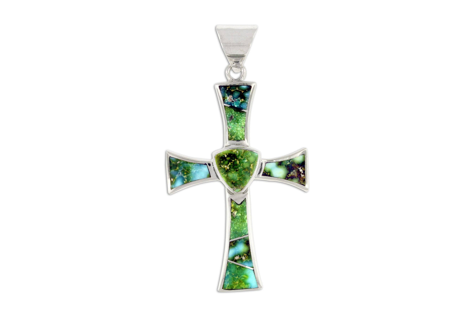 David Rosales Sonoran Gold Turquoise Cross Pendant