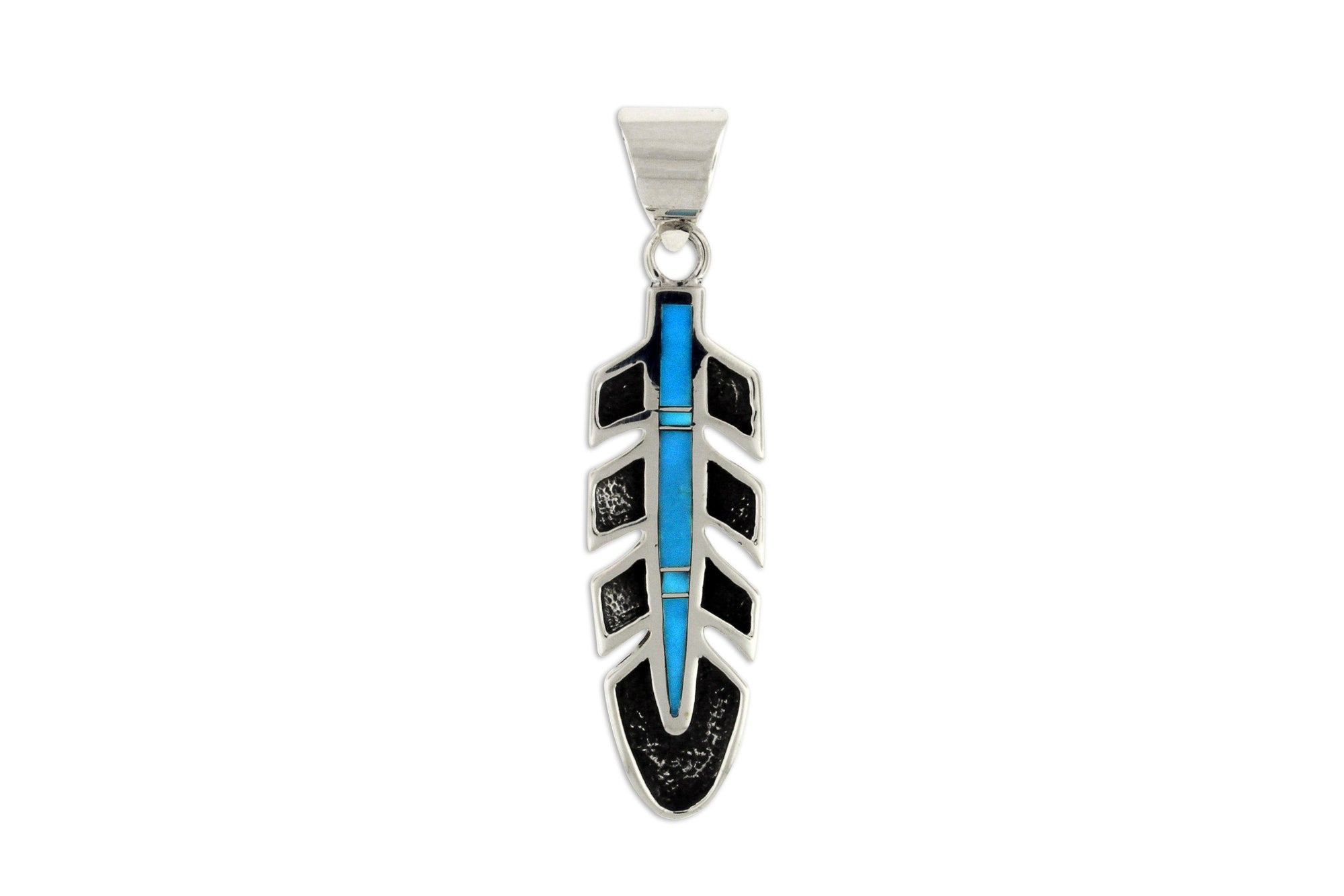 David Rosales Turquoise Feather Pendant