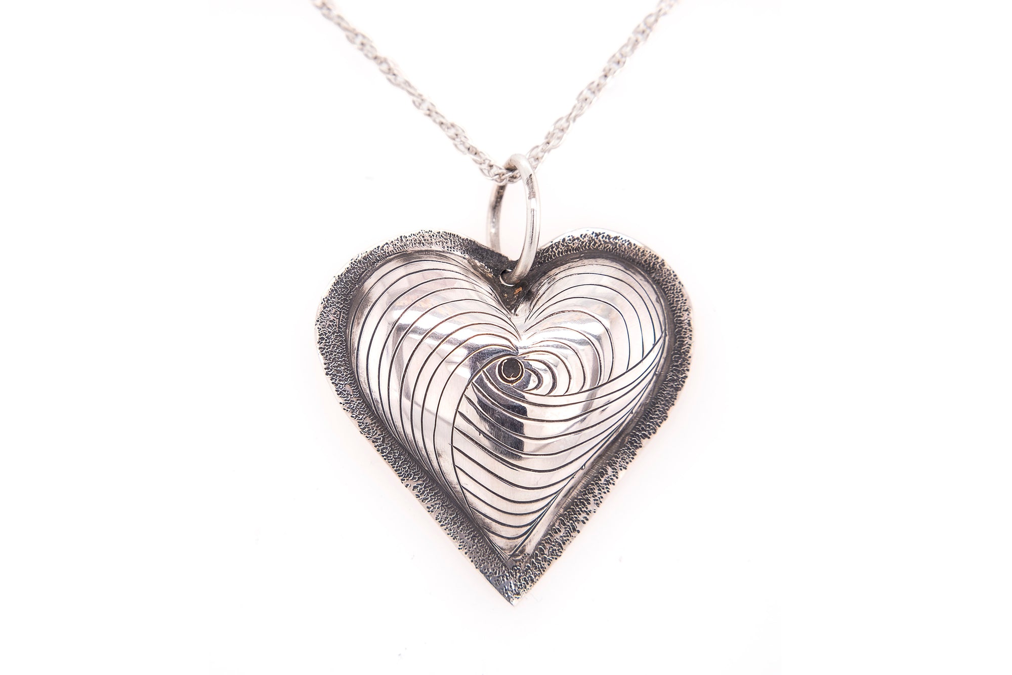 Engraved Spiral Heart Pendant