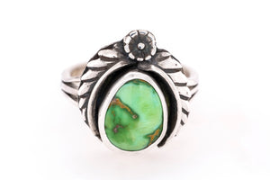 Gary Glandon Flower and Leaf Sonoran Turquoise Ring - Front