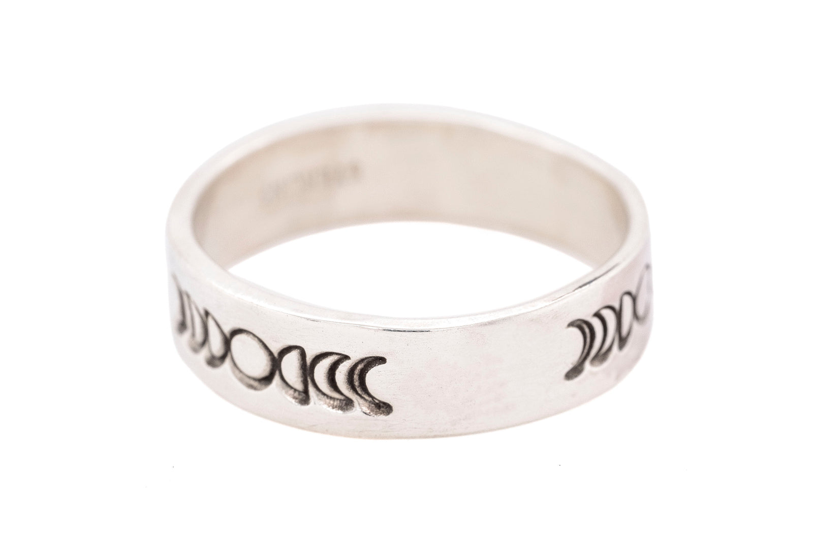 Handmade Silver Moon Phases Ring - Front