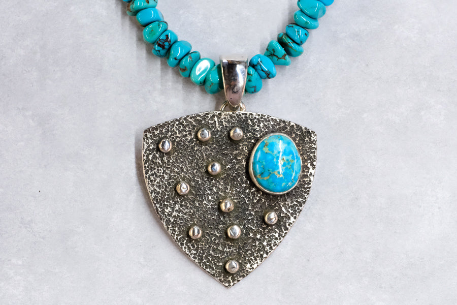 Primordial Shield Turquoise Pendant - Skylar Glandon Jewelry