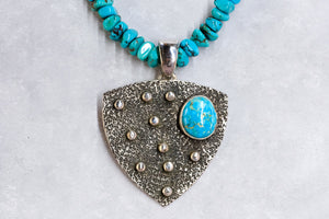 Primordial Shield Turquoise Pendant (2)- Skylar Glandon Jewelry