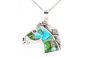 Sonoran Turquoise Horsehead Pendant by David Rosales