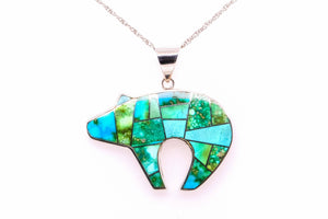 Sonoran Gold Turquoise Bear Pendant by David Rosales - Front