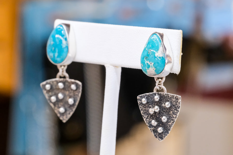 Primordial Shield Turquoise Earrings