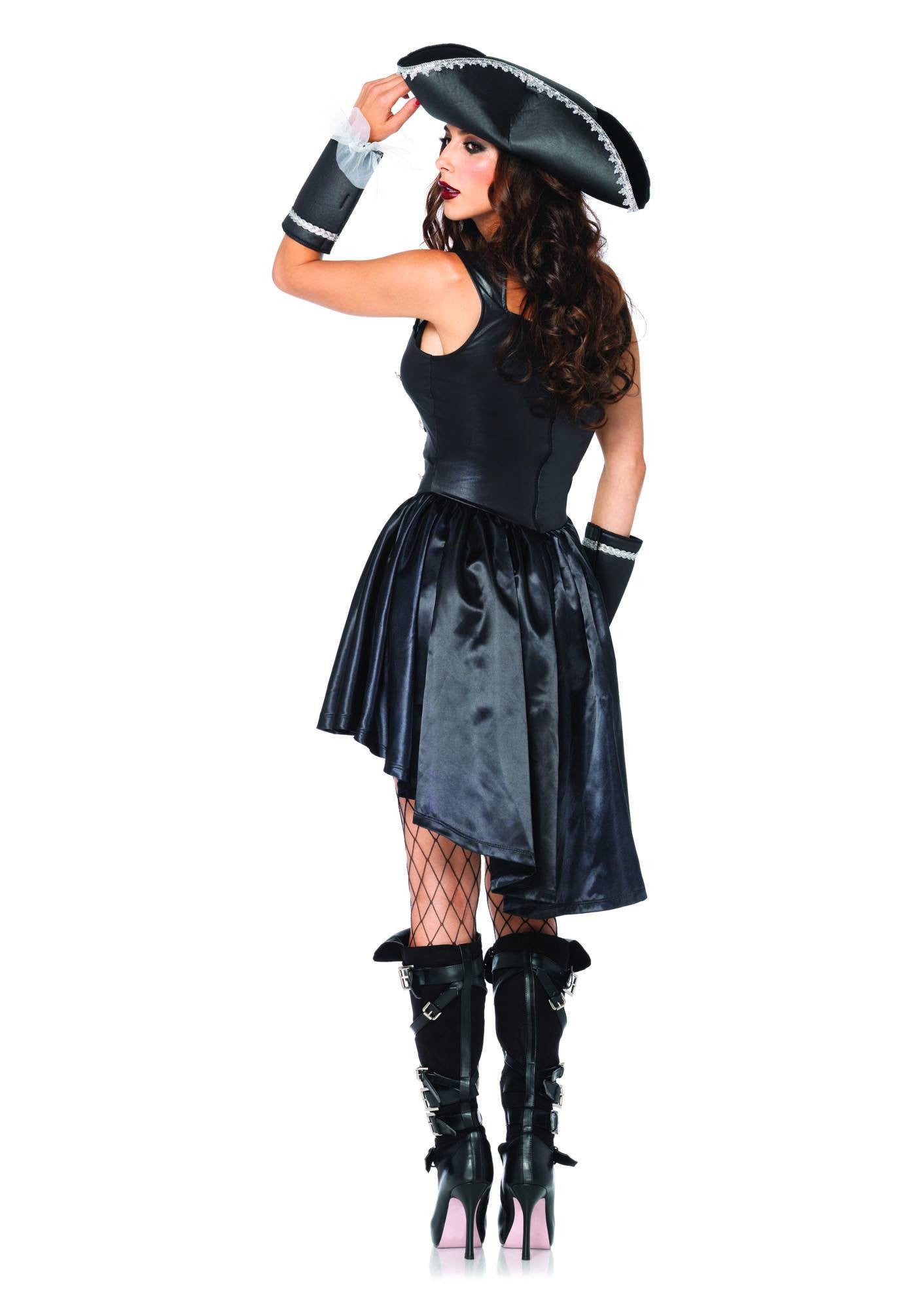 black pirate dress Dead Gothabilly L/XL The Leather skirt hike is 5 X 1 Black, Silver With Burgundy Costume