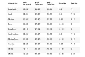 Leg Avenue Costume Size Chart