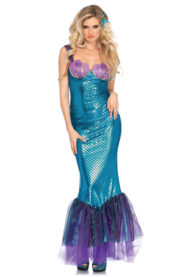 Seashell Mermaid Costume Multicoloured Scaled Dress With Attached Tutu and Scaled Tail main image 1