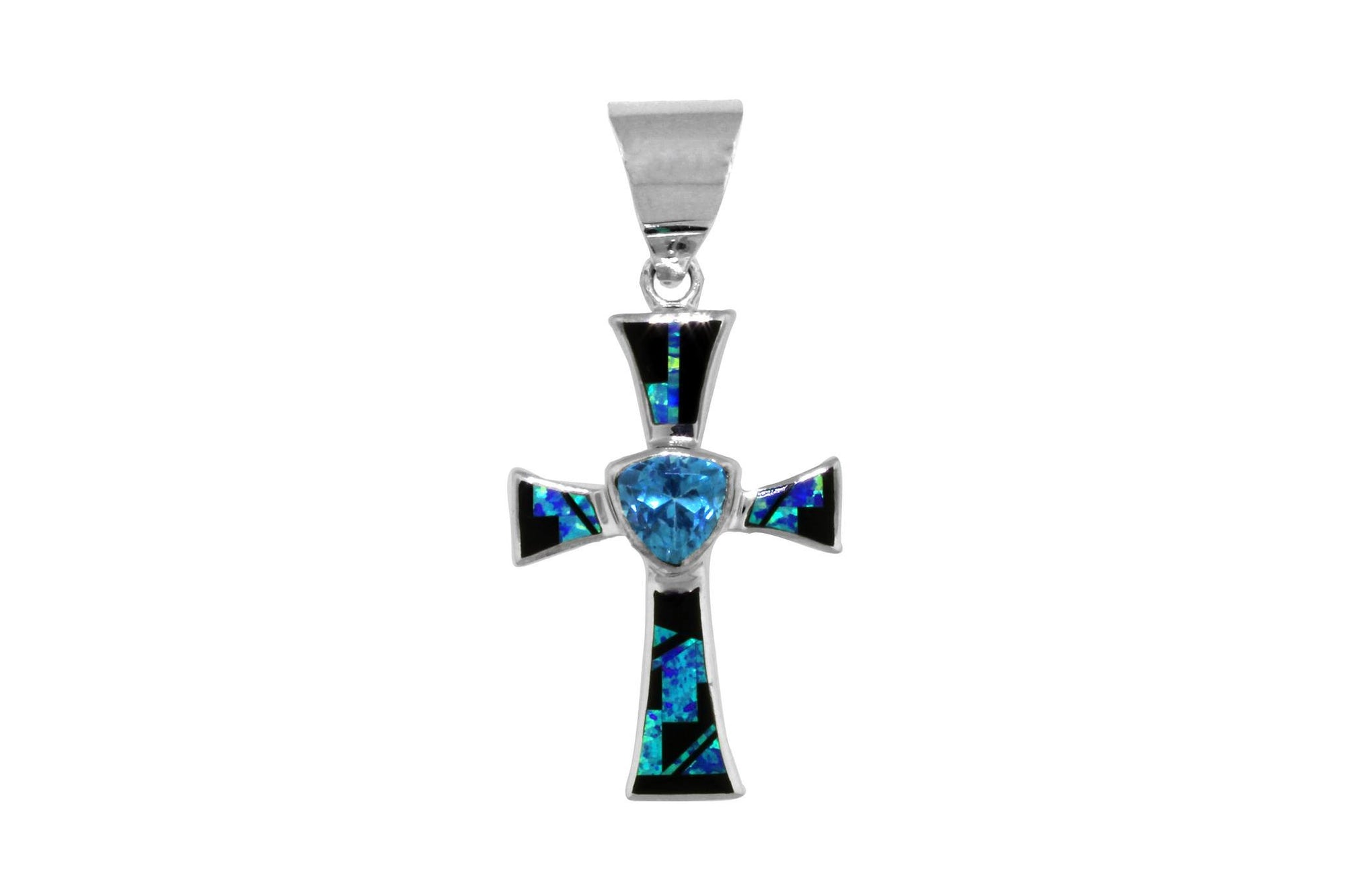 Native American Jewelry - Beautiful David Rosales Handmade Inlaid Cross