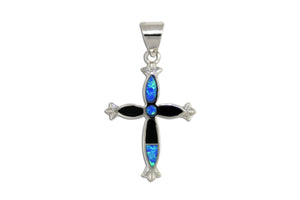 Native American Jewelry - Black Beauty Cross Pendant by David Rosales