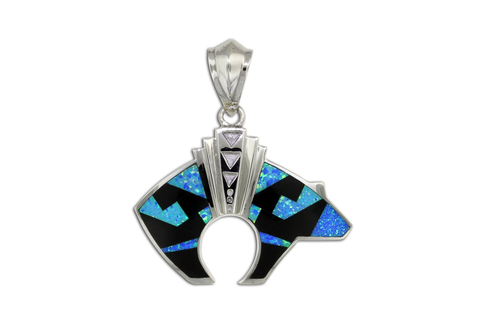 Native American Jewelry - David Rosales Black Beauty Bear Pendant