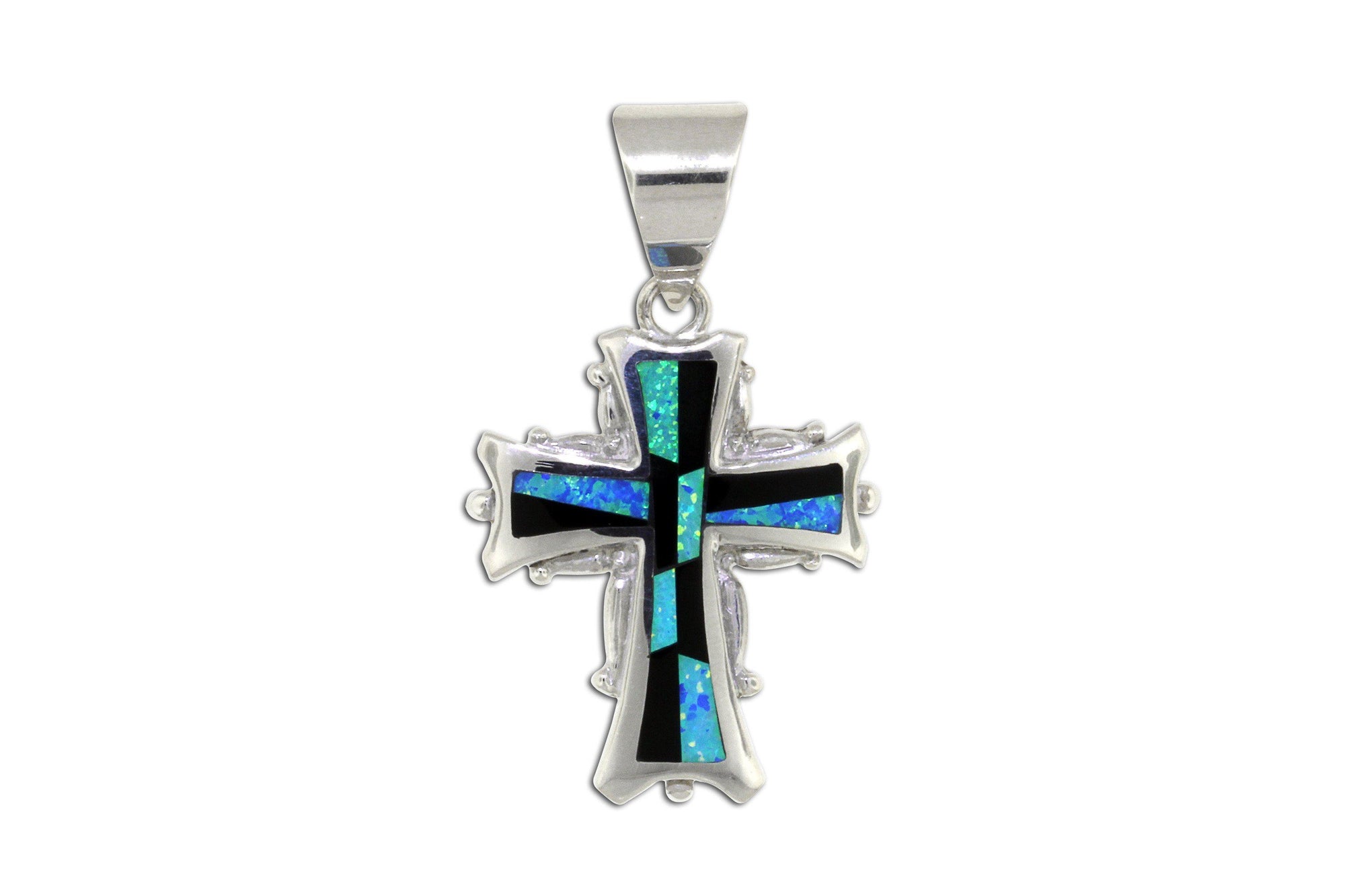 Native American Jewelry - David Rosales Black Beauty Cross Pendant