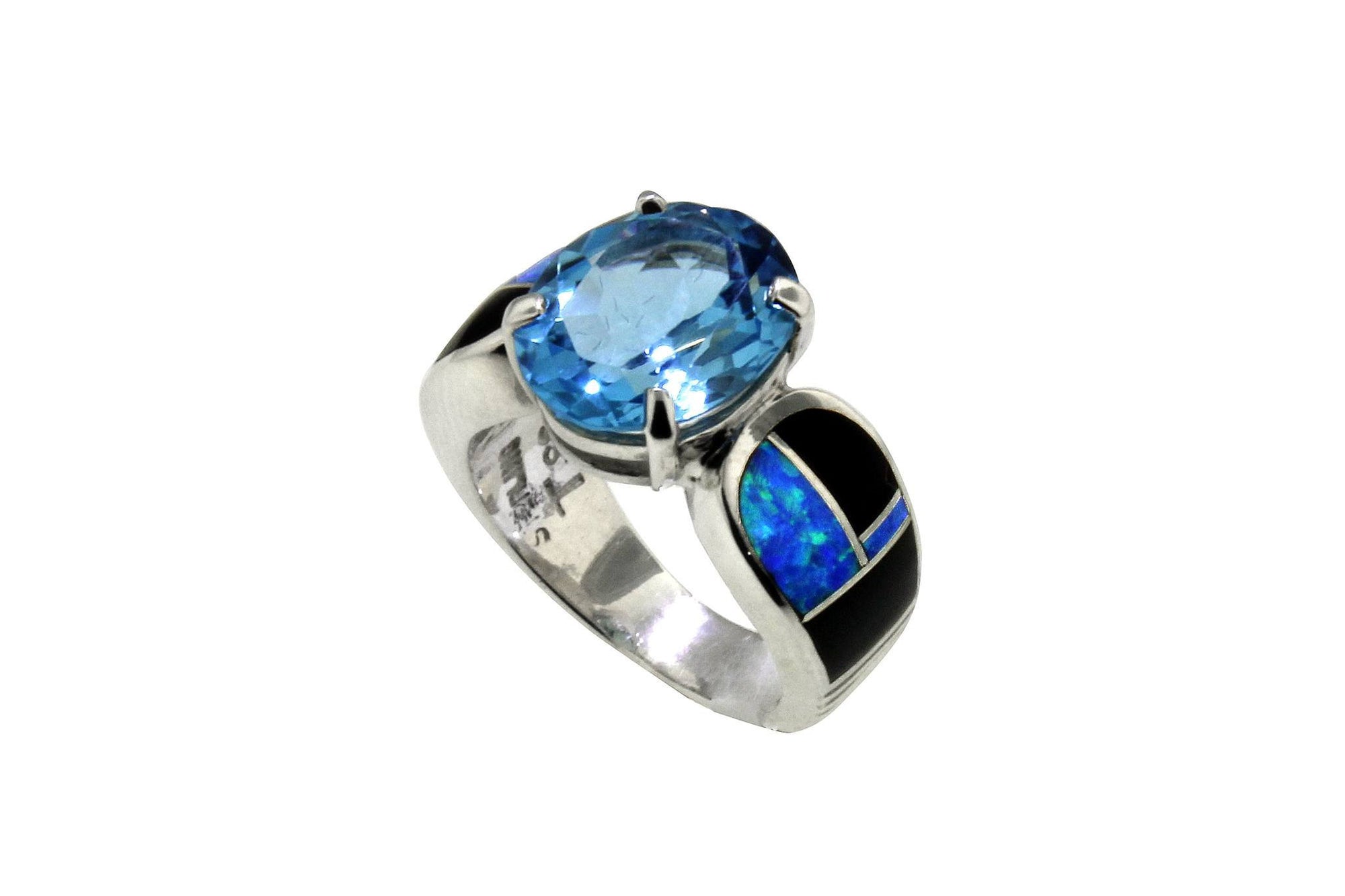 Native American Jewelry - David Rosales Blue Topaz Ring