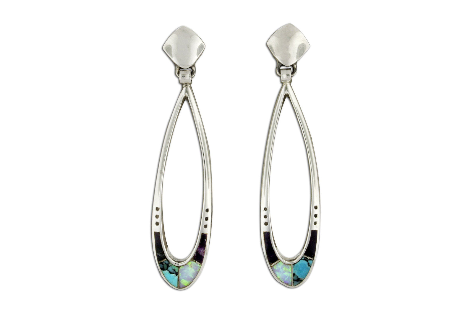 David Rosales Inlaid Shalako Earrings - Native American Jewelry