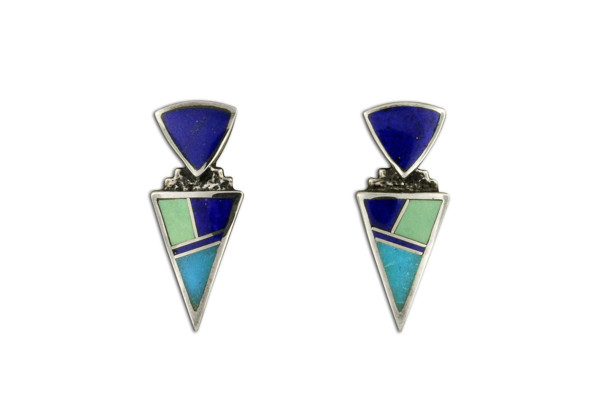 David Rosales Turquoise and Lapis Earrings - Native American Jewelry