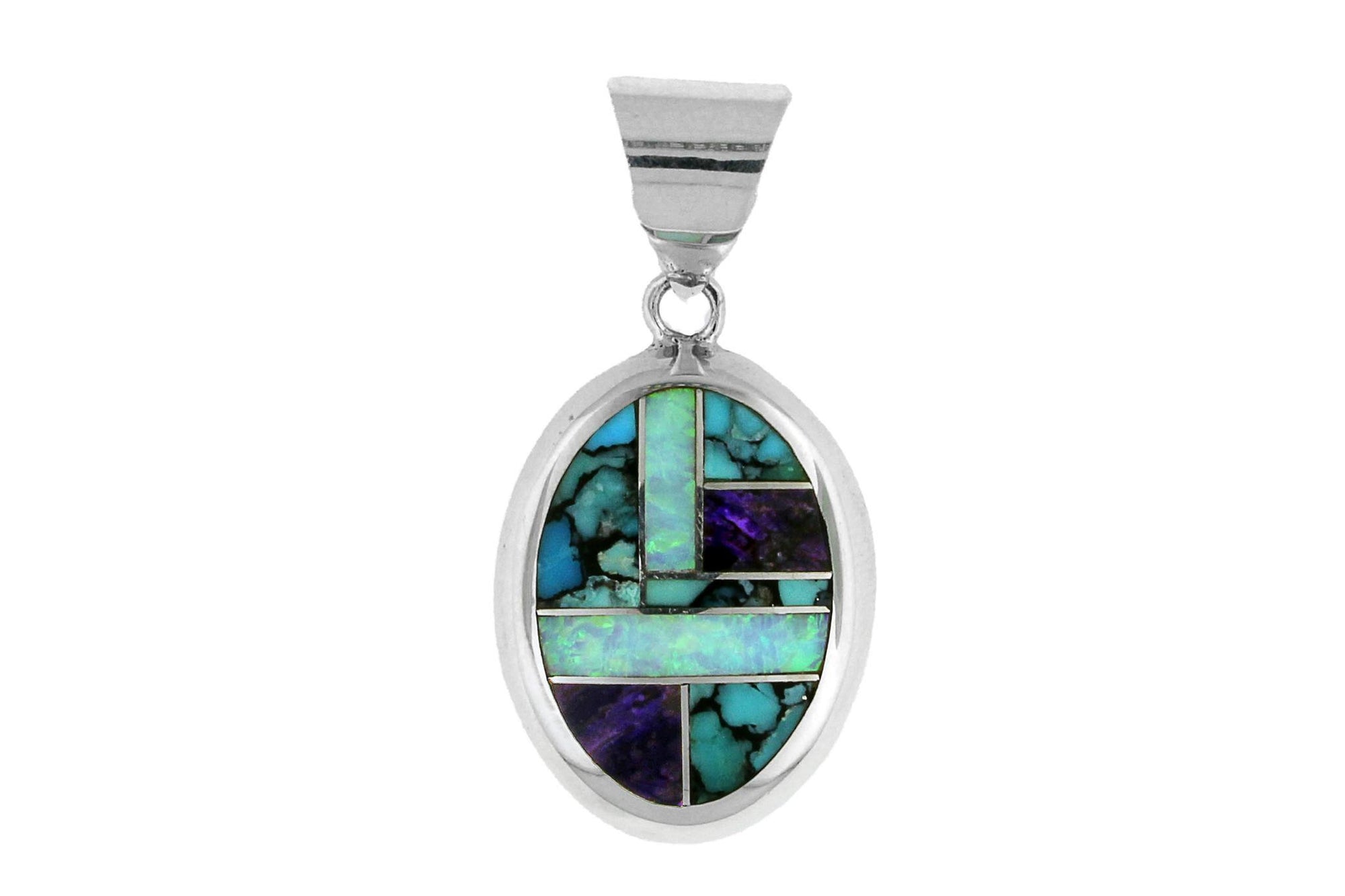 Native American Jewelry - David Rosales Turquoise and Opal Pendant