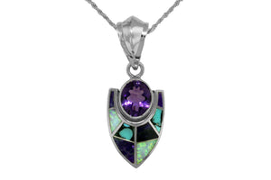 Native American Jewelry - David Rosales Shalako and Amethyst Pendant