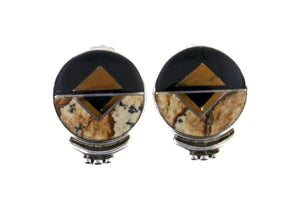 Native American Jewelry - David Rosales Round Native Earth Earrings