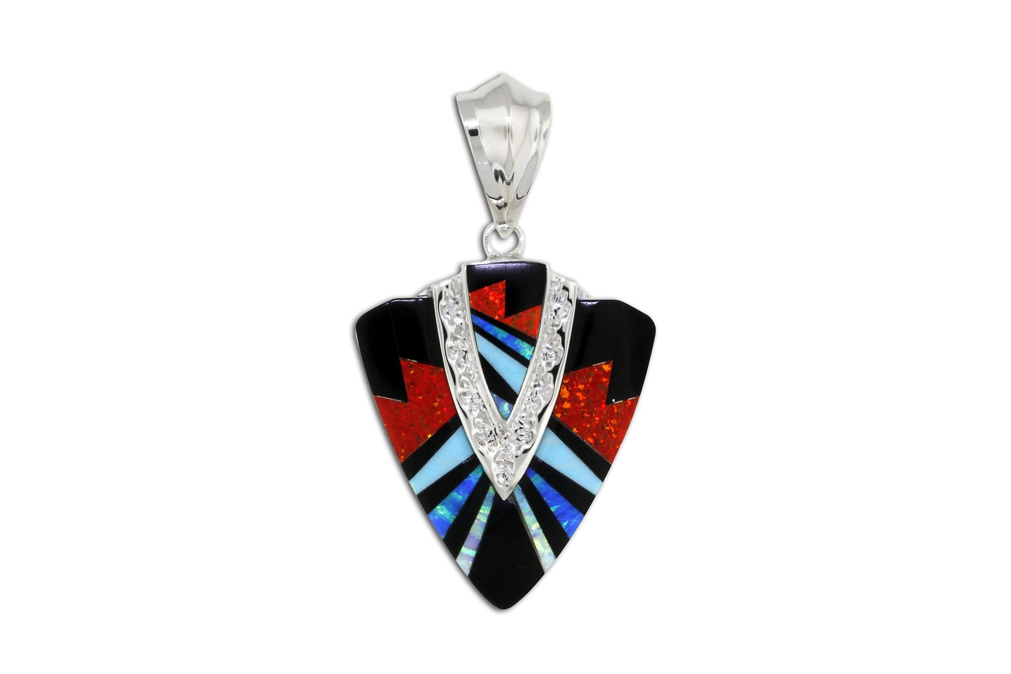 Native American Jewelry - David Rosales Red Moon Arrowhead Pendant