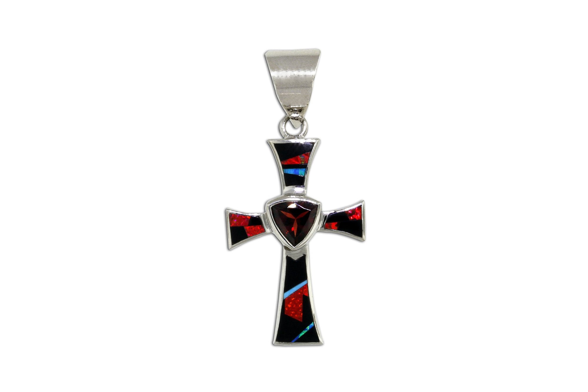 Native American Jewelry - David Rosales Red Moon Cross Pendant