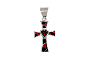 Native American Jewelry - David Rosales Red Moon Cross Pendant