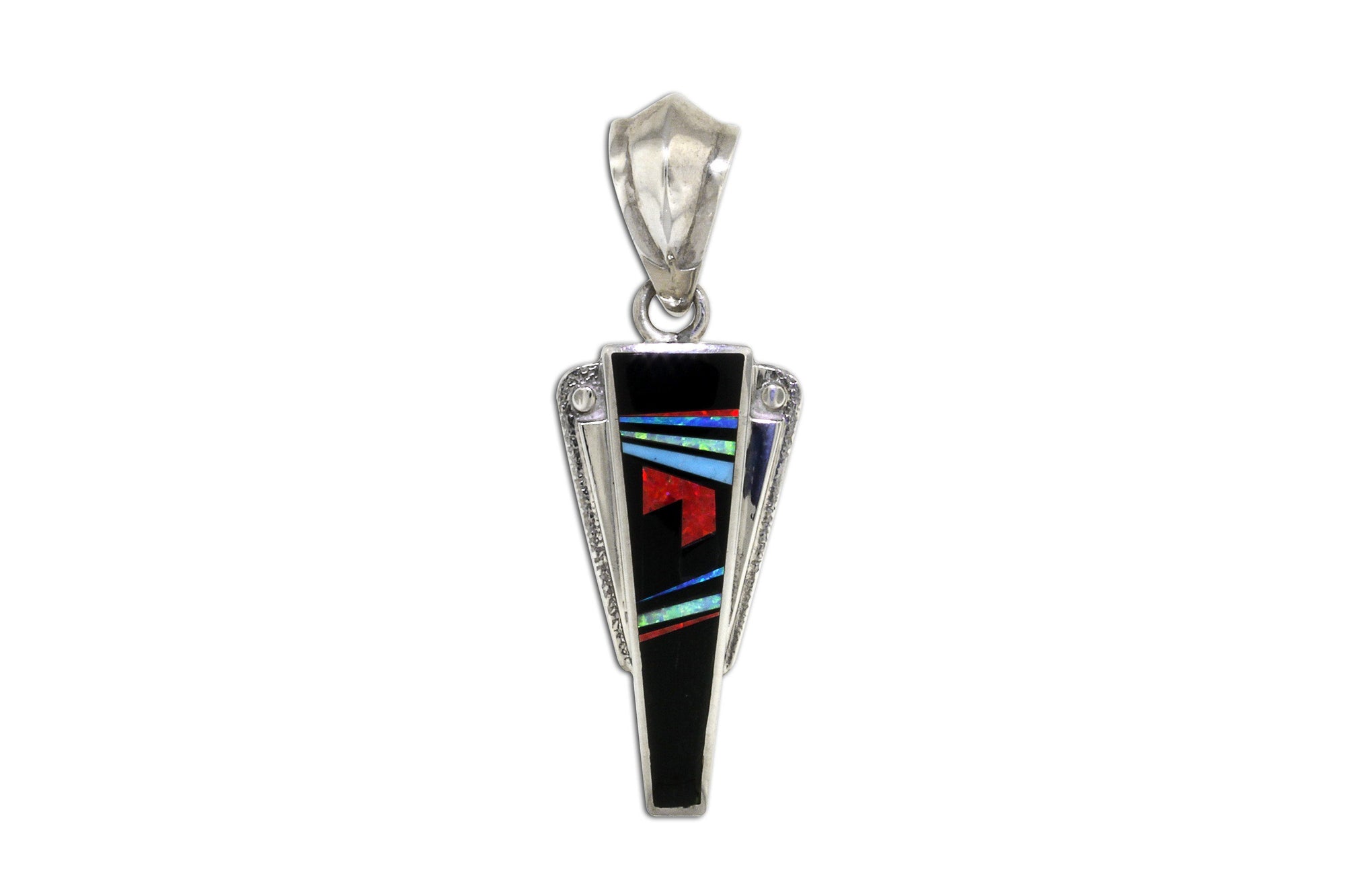 Native American Jewelry - David Rosales Red Moon Inlaid Pendant