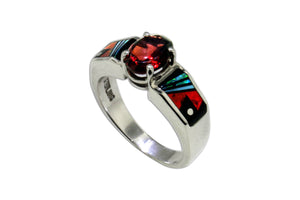 Native American Jewelry - David Rosales Red Moon Garnet Ring